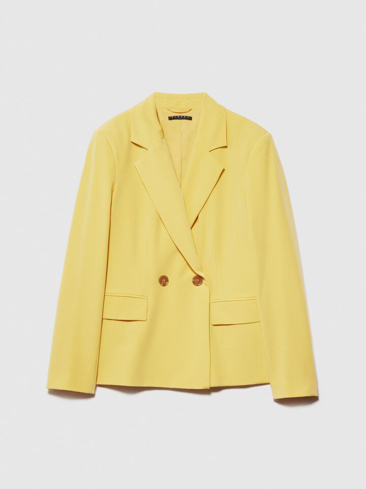 Double-breasted slim fit blazer - women's blazers - Yellow | Sisley image number 6